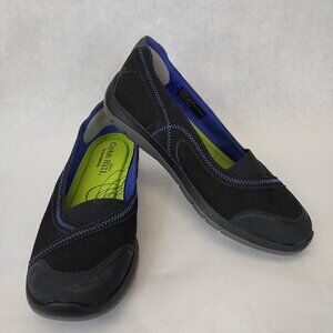 Cobb Hill FitSpa Flat Women's 7.5 Wide Pull On Shoe Black Blue Comfort Arch Supt